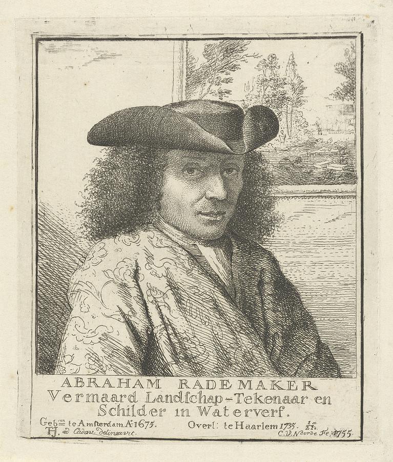 Portrait of Abraham Rademaker, Cornelis van Noorde, after Tako Hajo Jelgersma, 1755 Painting by MotionAge Designs