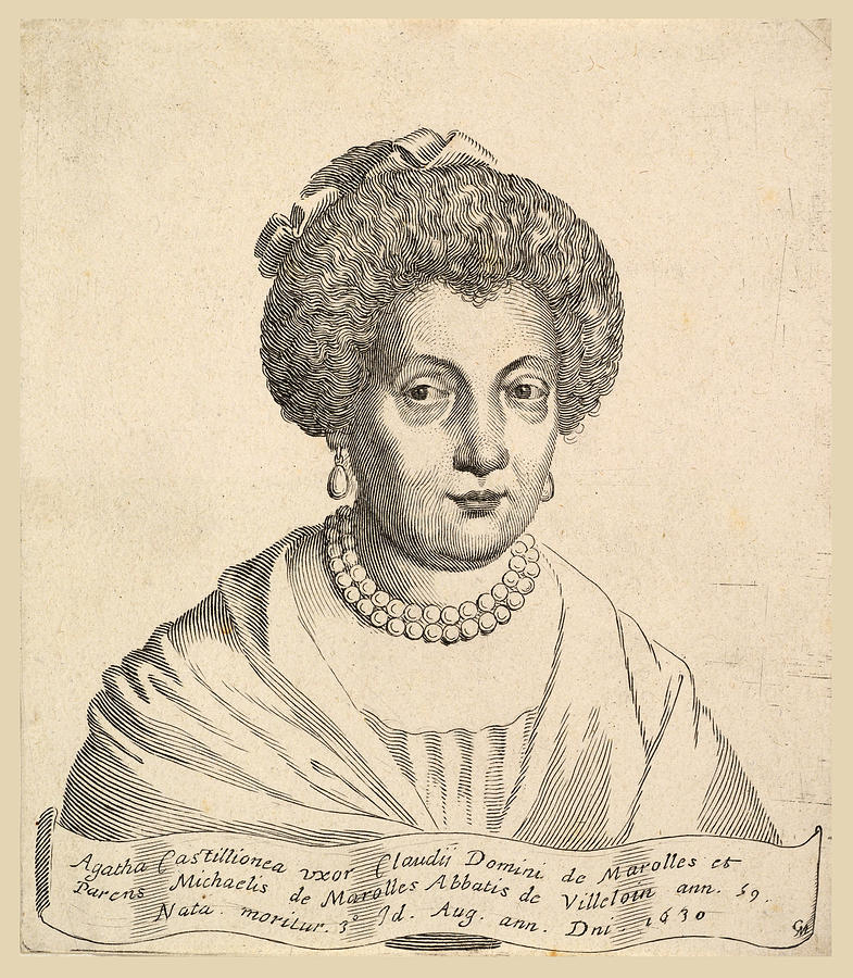 Portrait of Agathe de Chatillon Drawing by Claude Mellan