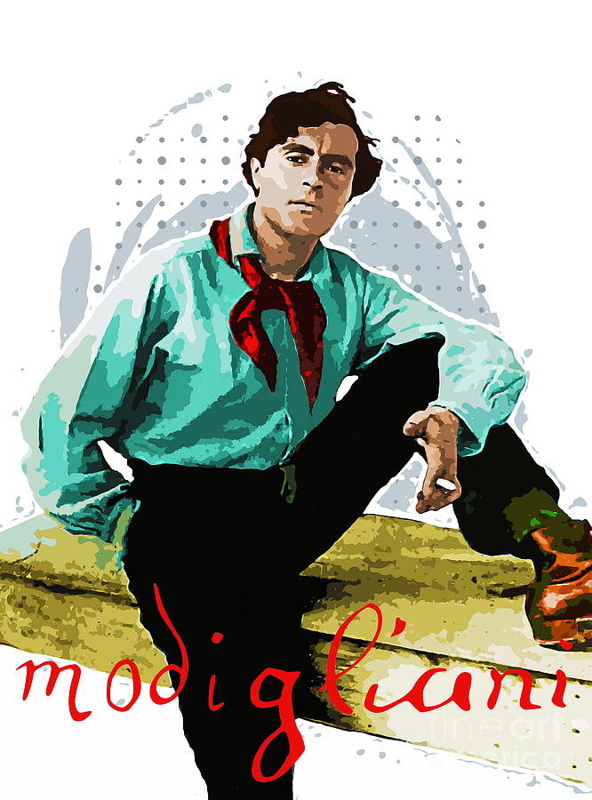Portrait of Amedeo Modigliani 1. Mixed Media by Alexandra Arts