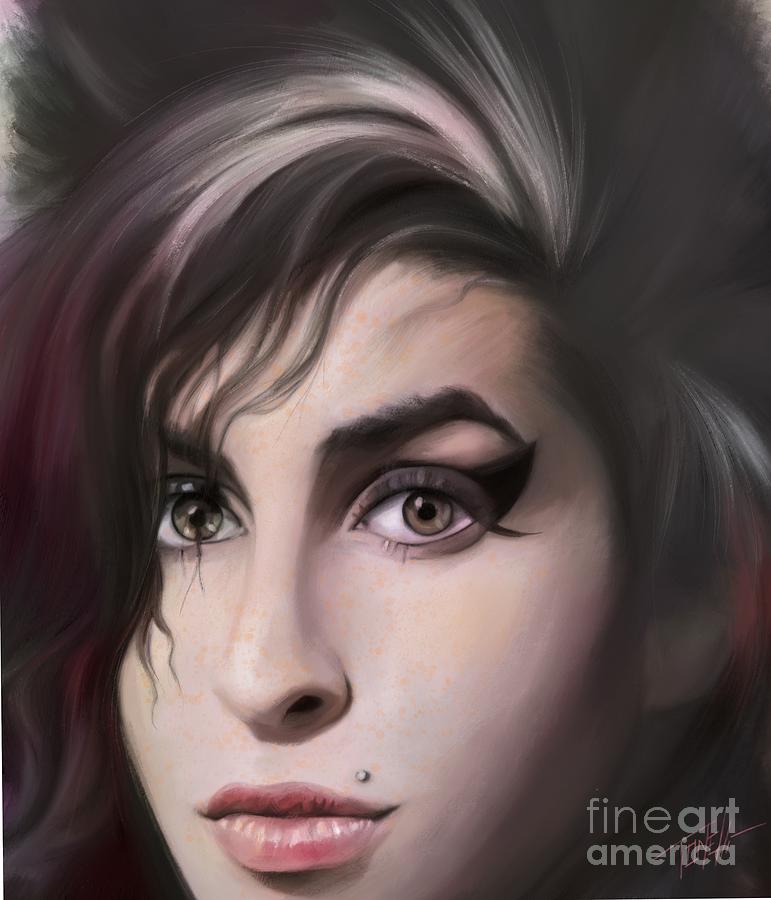 Portrait of Amy Winehouse... Lioness on white. Mixed Media by Mark Tonelli