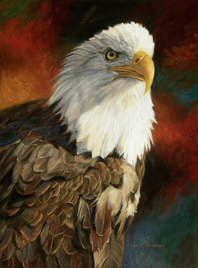 Portrait Of An Eagle Painting by Lucie Bilodeau