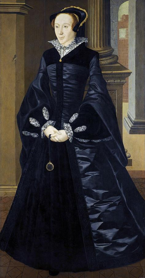 Portrait Painting - Portrait of an unknown lady in black  probably of the high nobility of England  Some identify it wit by William Scrots