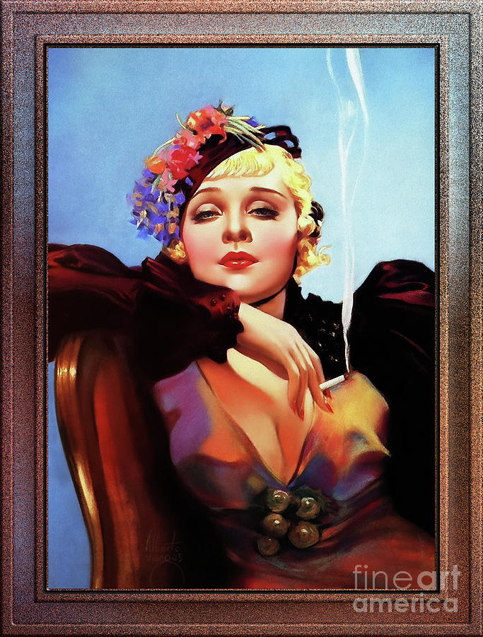 Portrait Of Anna Sten By Alberto Vargas Pin Up Girl Vintage Artwork 2550