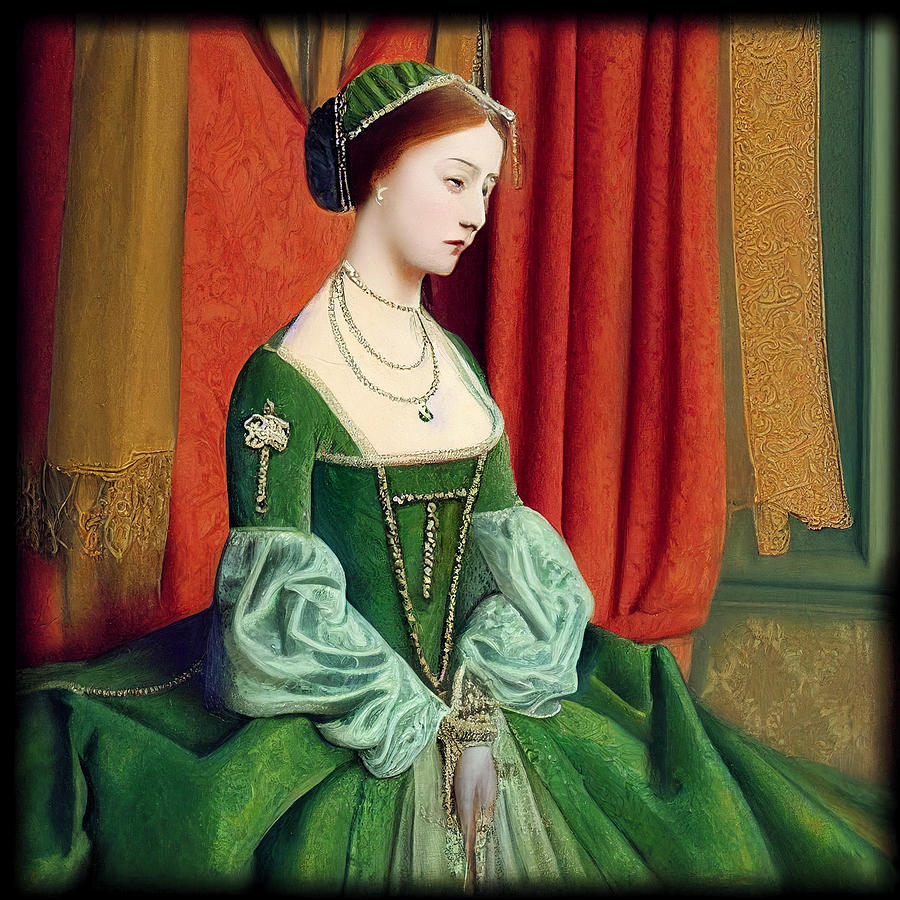 Portrait Of Anne Boleyn IIn A Green Dress Beaut C5b452de 1700 4a9f B1bc ...