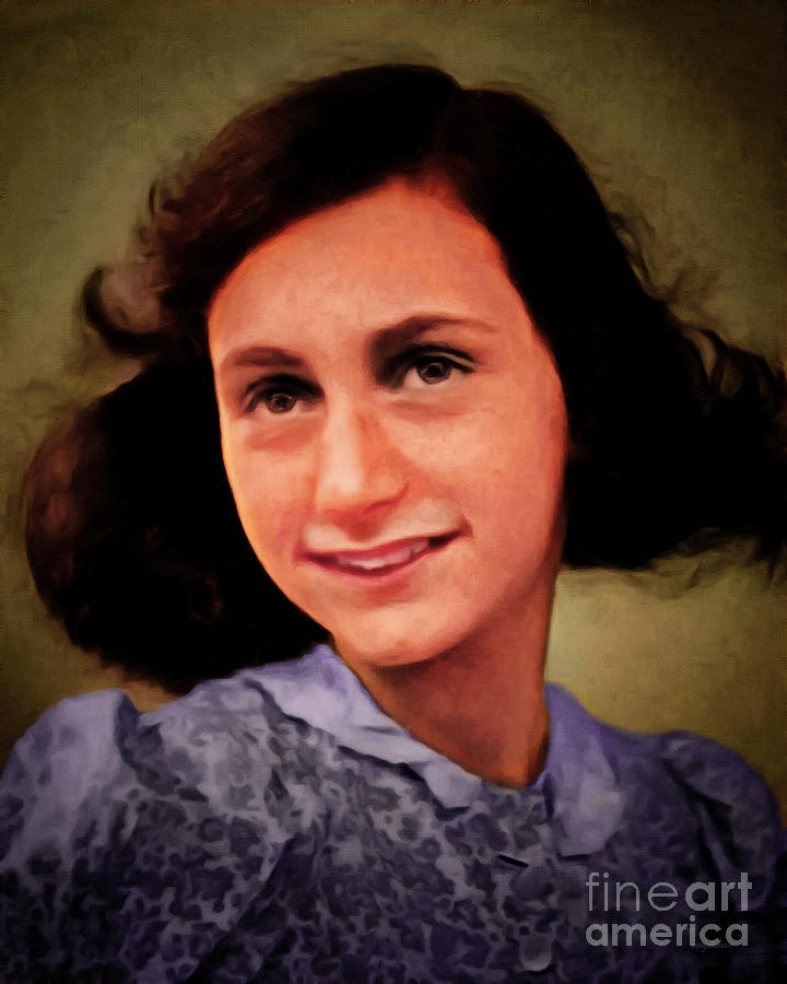 Portrait of Anne Frank 20220515a Mixed Media by Wingsdomain Art and Photography