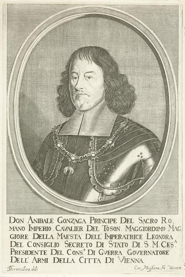Portrait of Annibale Gonzaga, Cornelis Meyssens, after Jacob Toorenvliet, 1670  Painting by MotionAge Designs