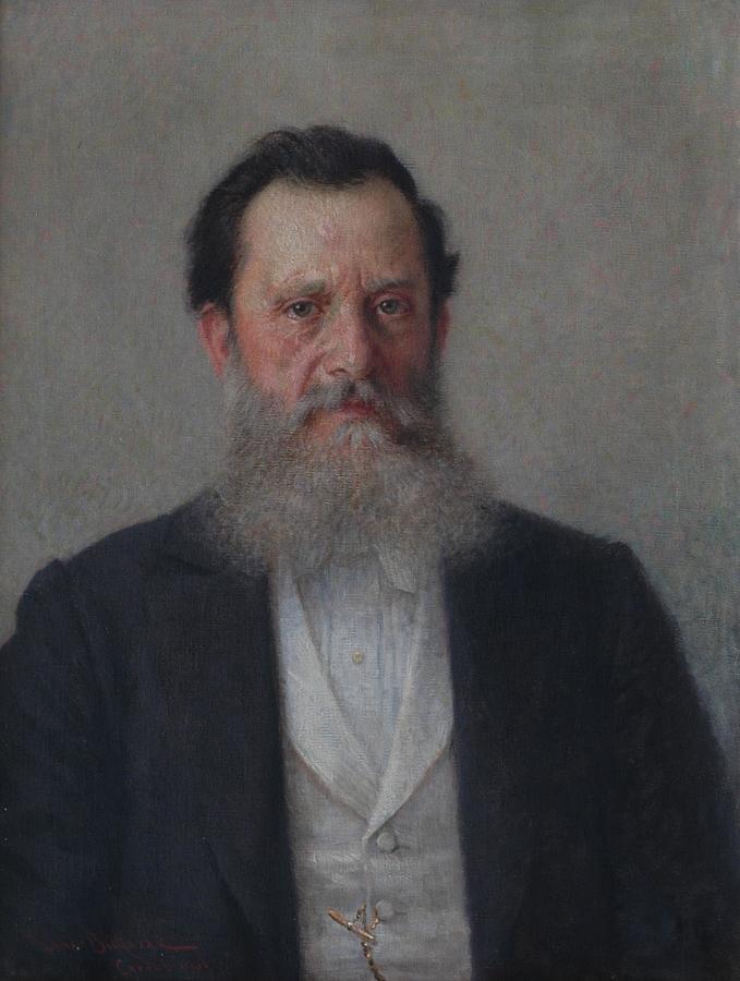 Portrait Painting - Portrait of Augustin Fagioni - father of Vlaho Bukovac by Vlaho Bukovac
