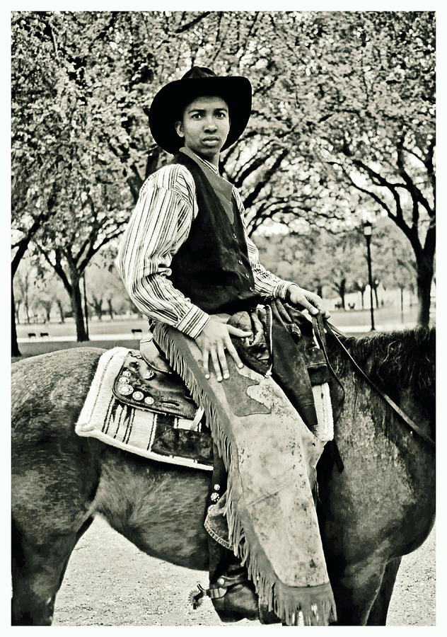 Portrait of black cowboy, The Mall Photograph by Bill Jonscher
