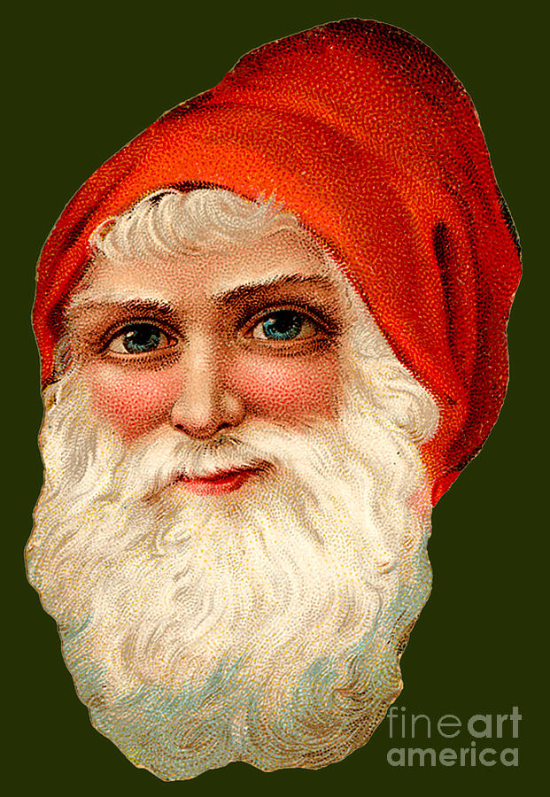 Portrait Of Blue Eyed Santa Painting