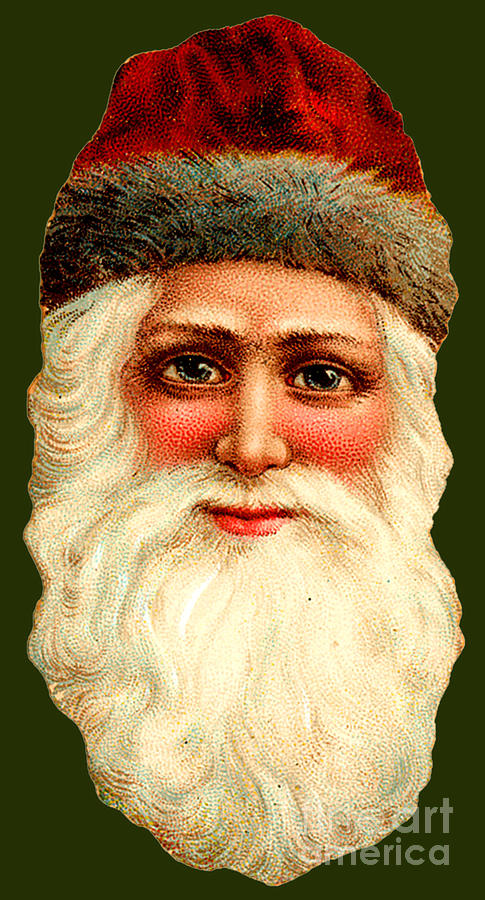Portrait Of Blue Eyed Santa With White Beard Painting