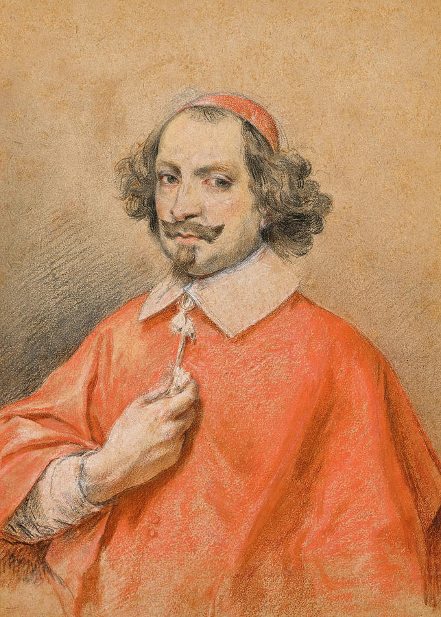 Portrait of Cardinal Jules Mazarin Painting by Simon Vouet | Fine Art ...