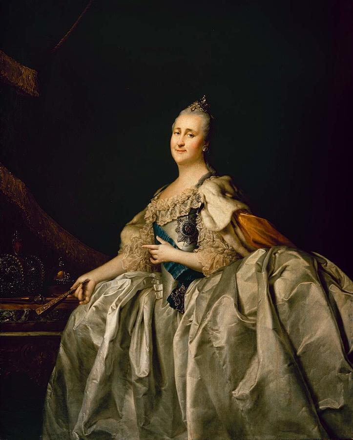 Portrait of Catherine I I of Russia 1729-1796 Painting by Dmitry Levitzky