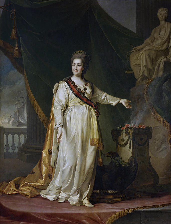 Portrait of Catherine II the Legislatress in the Temple of the Goddess of Justice Painting by War Is Hell Store