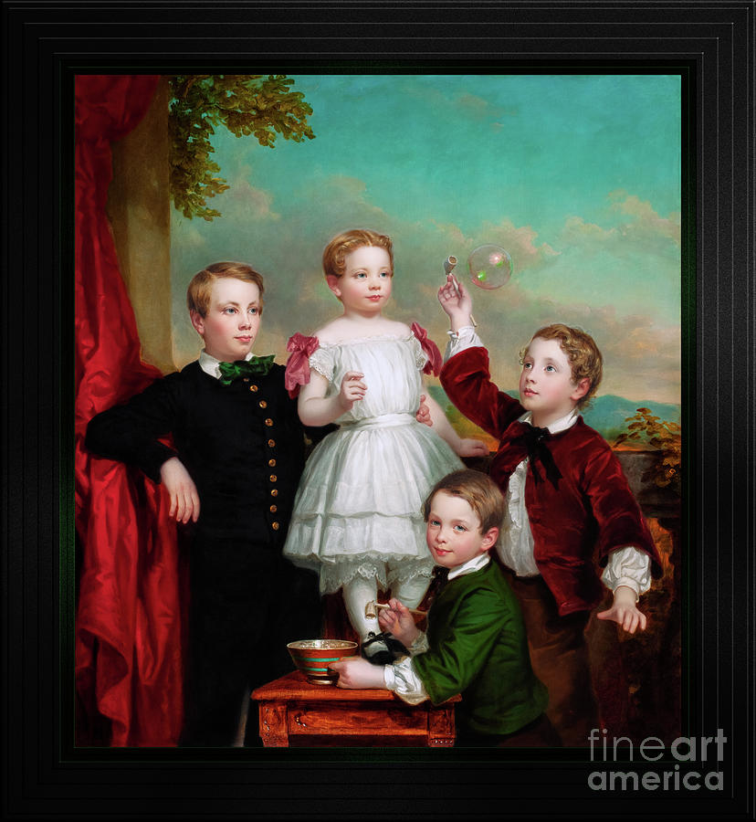 Portrait of Children by George Augustus Baker Jr. Fine Art Xzendor7 Old Masters Reproductions Painting by Rolando Burbon