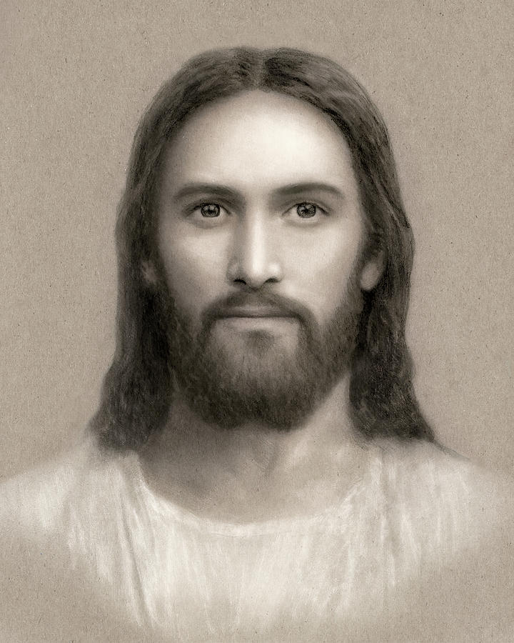 Portrait of Christ Drawing by Brent Borup
