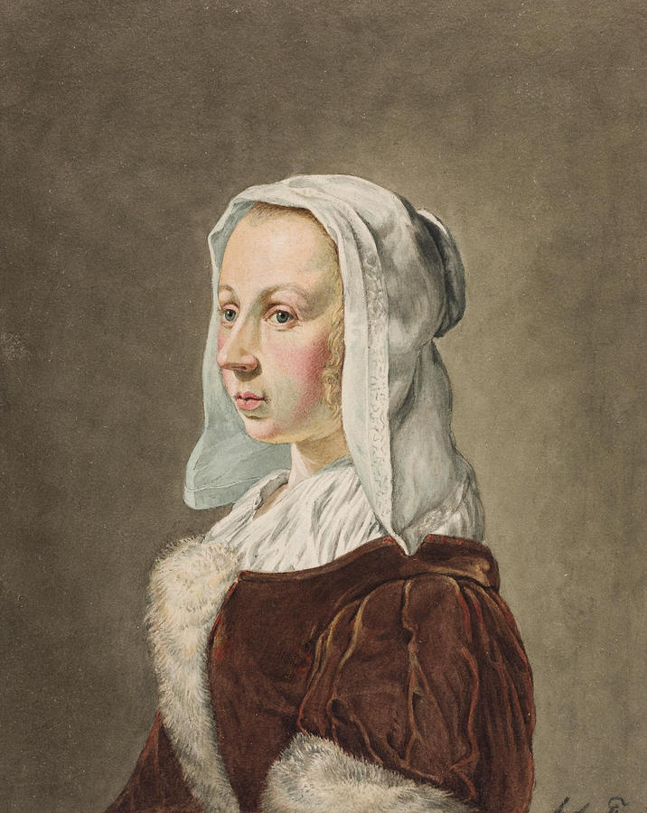 P Painting - Portrait of Cunera Kniertje van der Cock after Frans van Mieris by Aletta de Freij