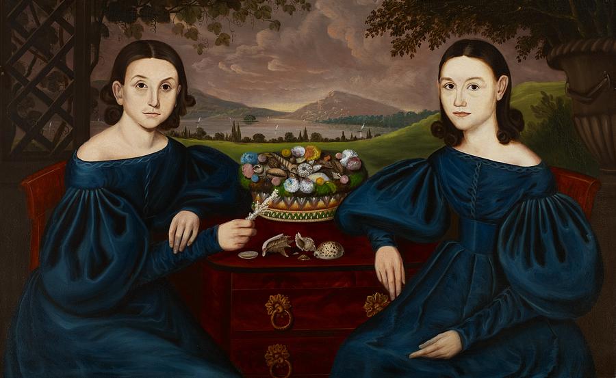 Portrait of Eliza Ann and Adelia Dusenberry, 1838 Orlando Hand Bears Painting by MotionAge Designs
