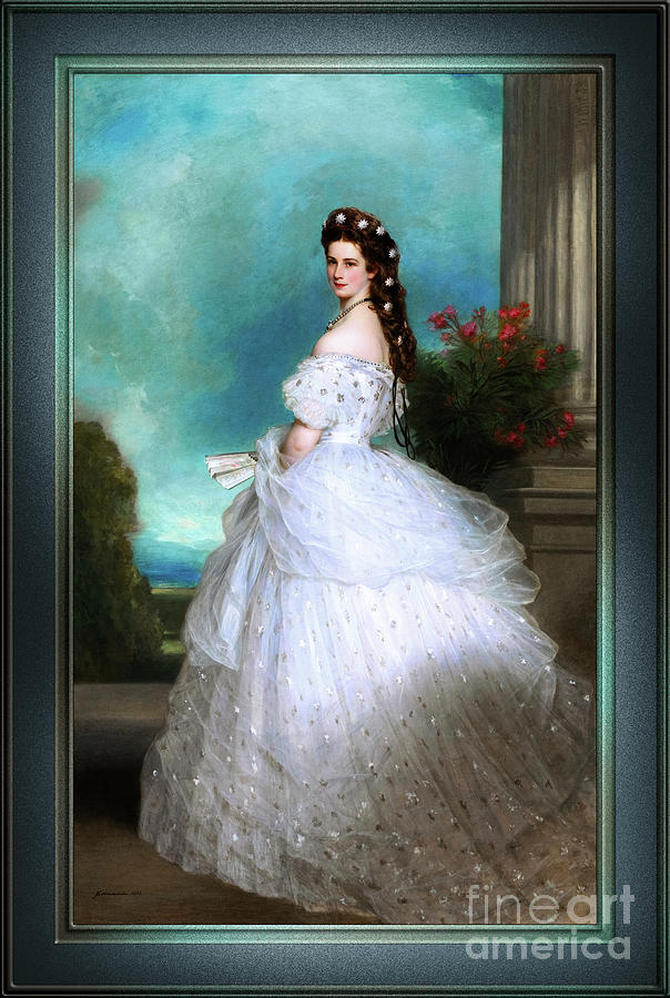 Portrait Of Empress Elisabeth of Austria by Franz Winterhalter Remastered Xzendor7 Reproductions Painting by Rolando Burbon