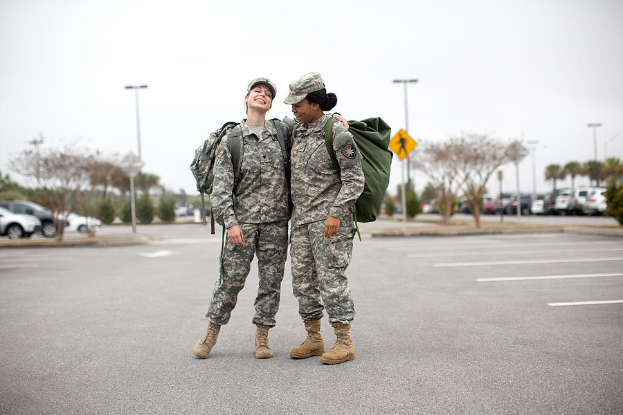 Portrait of Female Soldiers in Parking Lot Photograph by Sean Murphy