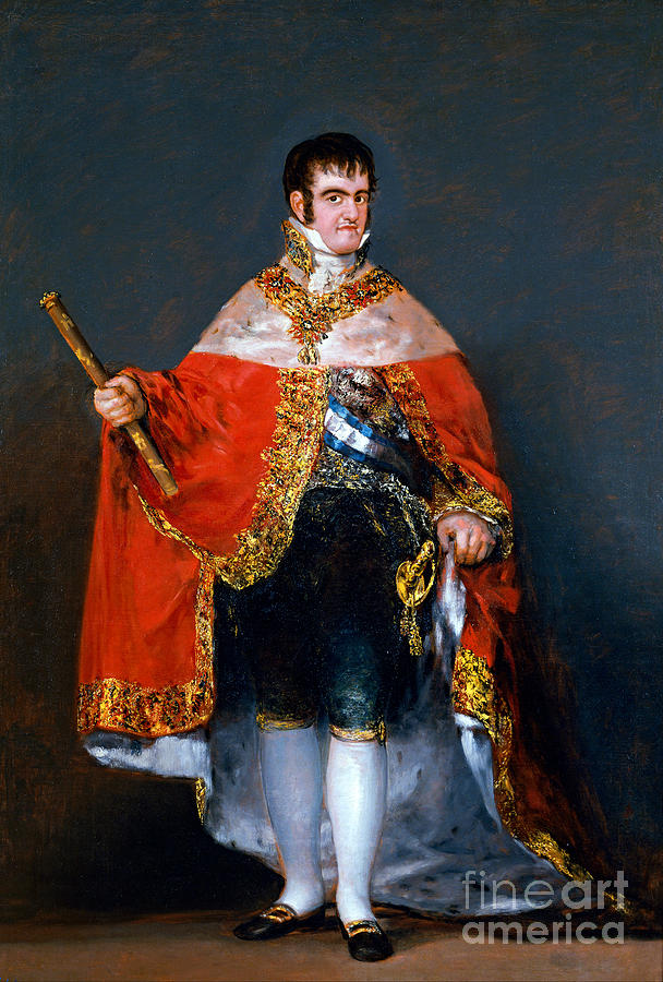 Portrait of Ferdinand VII of Spain in his Robes of State circa 1815 Painting by Peter Ogden