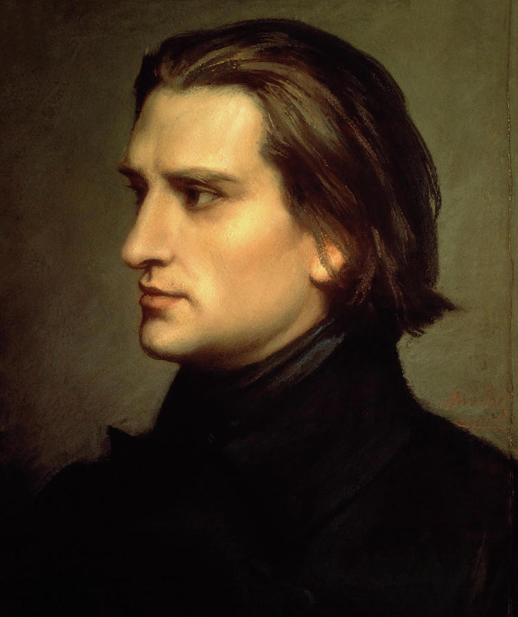 Portrait of Franz Liszt at 29, 1840, Oil on canvas. CHARLES LAURENT MARECHAL. Painting by Charles Laurent Marechal -1801-1887-