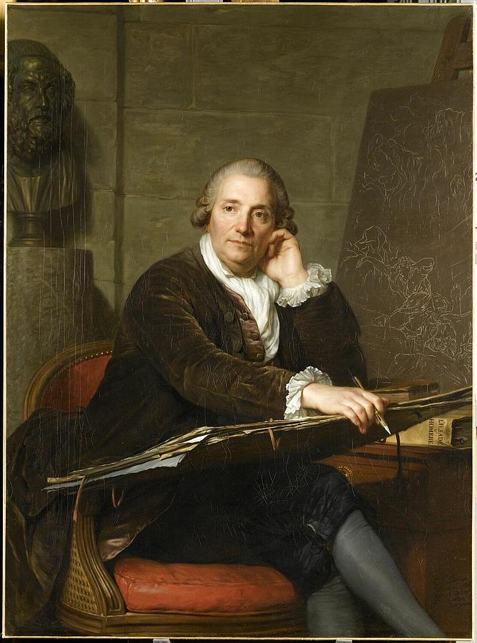 Portrait Painting -  Portrait of French painter Gabriel-Francois Doyen  Next to him is the sketch is a sketch of  Cybele by Antoine Vestier