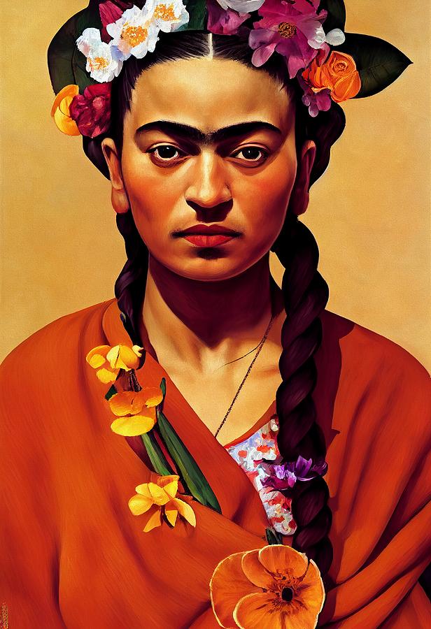 Portrait of Frida Kahlo Painting by Vincent Monozlay