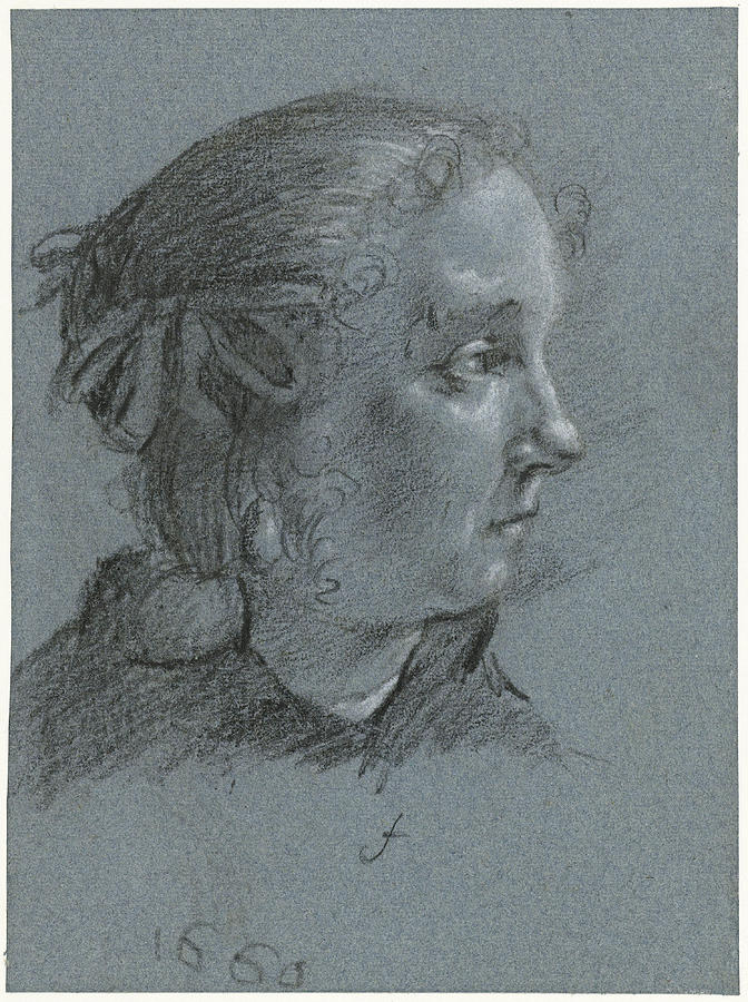 Portrait of Gesina ter Borch Drawing by Moses ter Borch