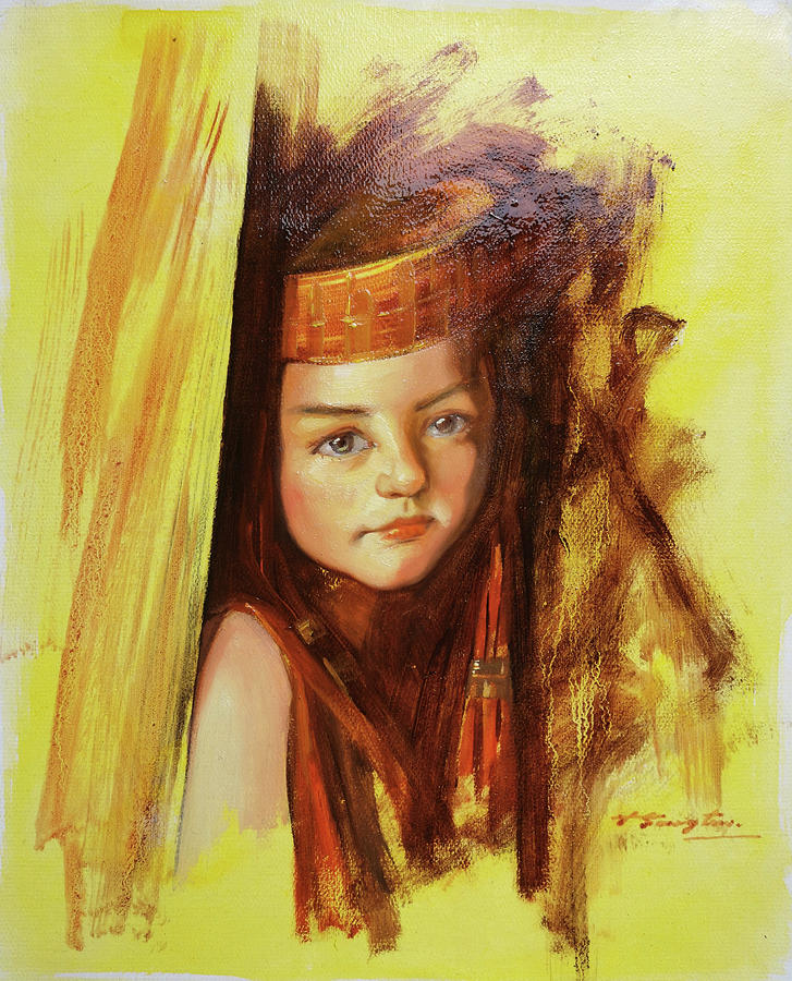 Portrait of girl#22221 Painting by Hongtao Huang