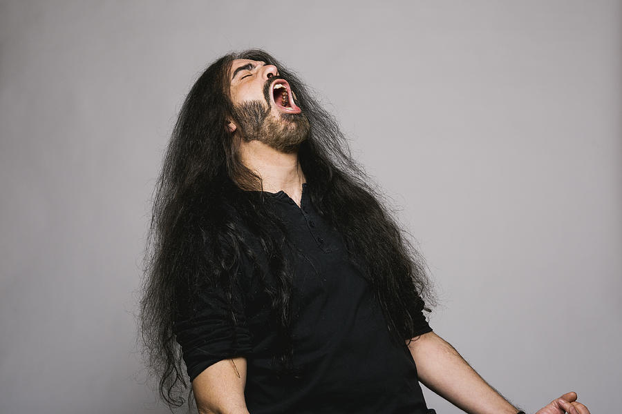 Portrait of heavy metal man singing Photograph by Jordi Salas