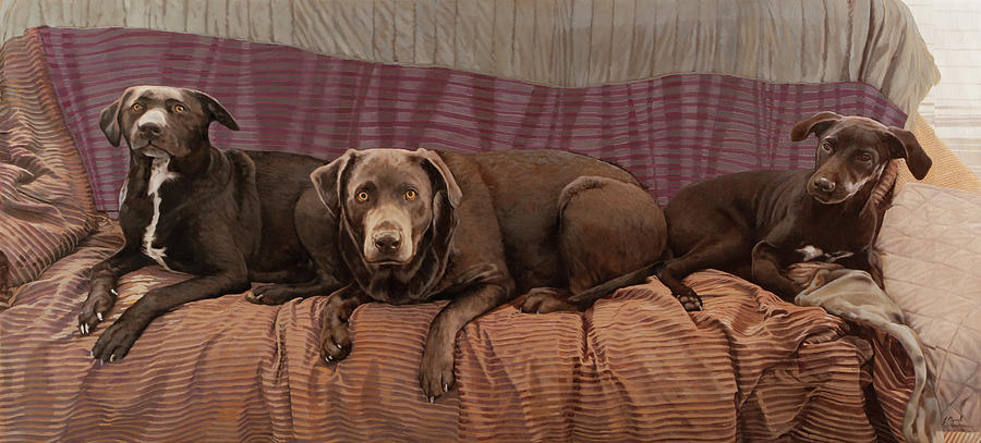Dog Painting - portrait of I S and J by Guido Borelli