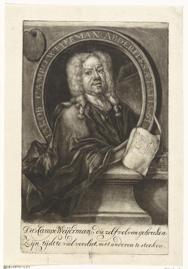 Portrait of Jakob Campo Weyerman, Jan de Groot, after Cornelis Troost, 1698 Painting by MotionAge Designs