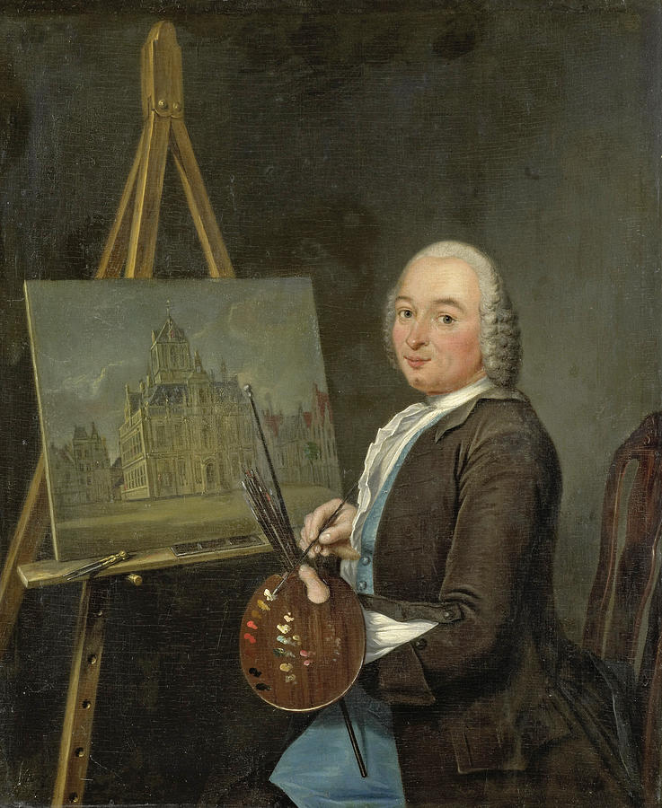 Portrait of Jan ten Compe, Painter and Art Dealer in Amsterdam Painting by Tibout Regters