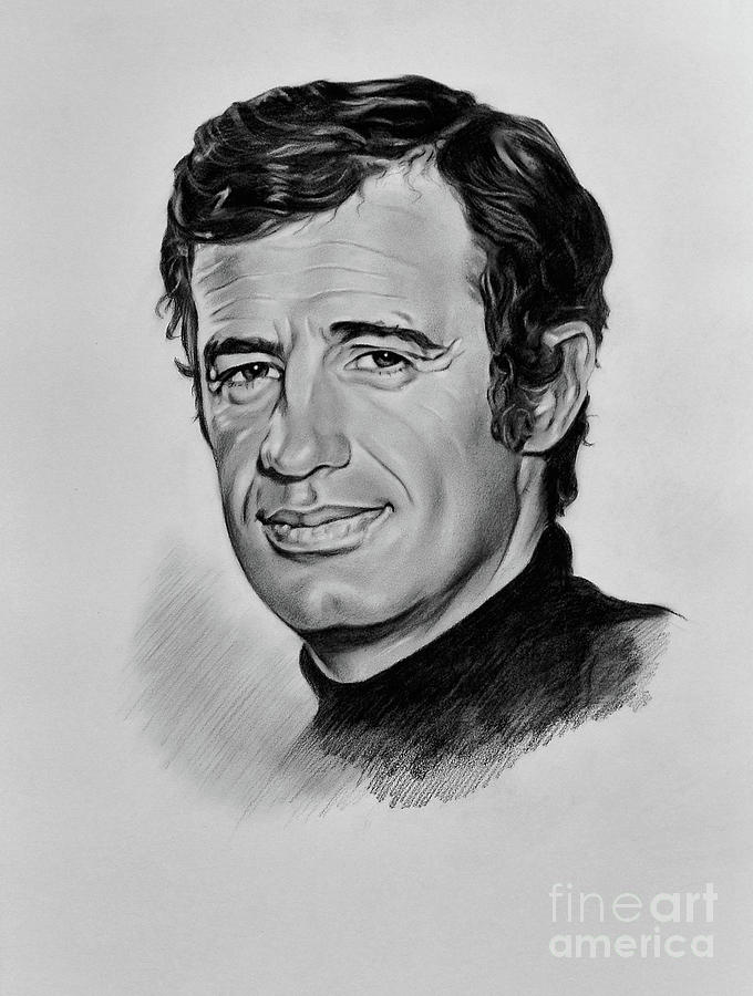 Actor Drawing -  Portrait Of Jean Paul Belmondo by David Manakyan