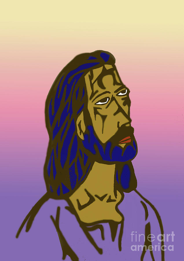 Portrait of Jesus Drawing by Mary Mikawoz
