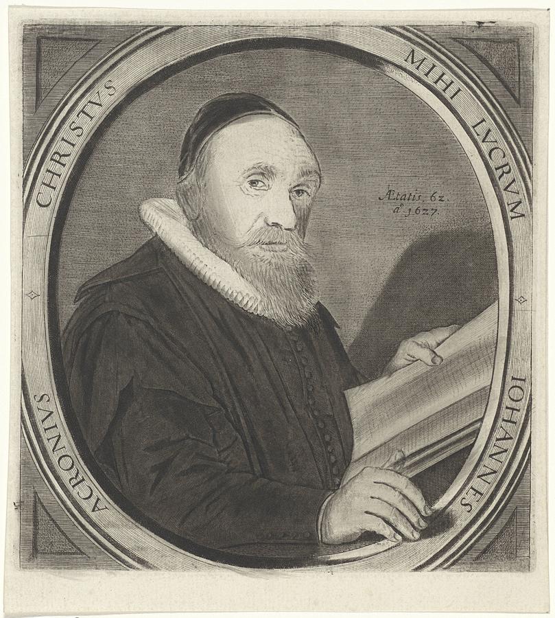 Portrait of Johannes Acronius, Jan van de Velde Painting by MotionAge Designs