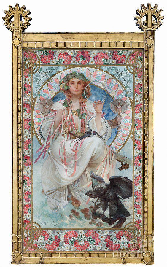 Portrait of Josephine Crane Bradley as Slavia Painting by Alphonse Mucha