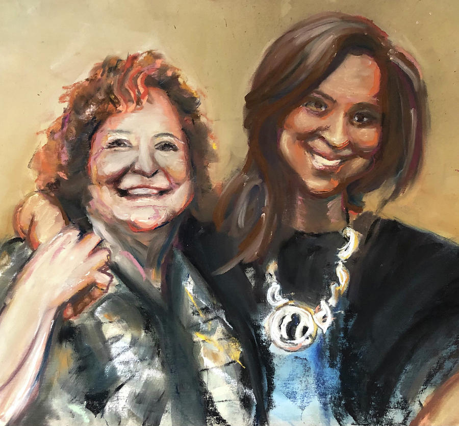 Portrait of Judith and Sajana Blank, Circa 2021. Painting by Denny Morreale