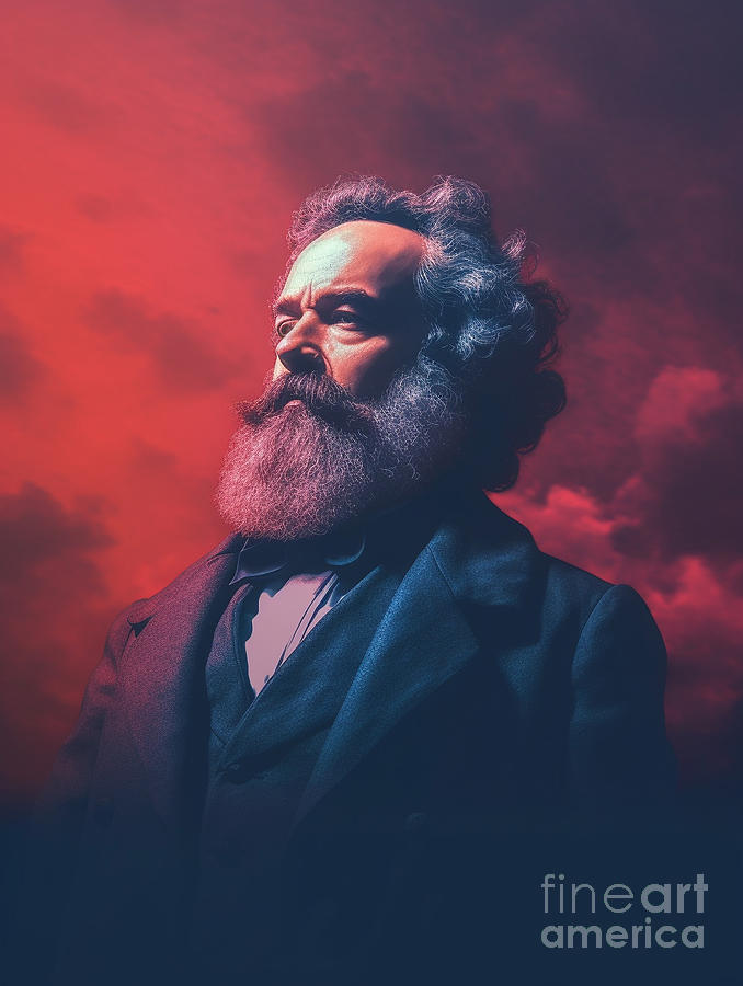 Portrait  Of  Karl  Marx    Surreal  Cinematic  Minima  By Asar Studios Painting