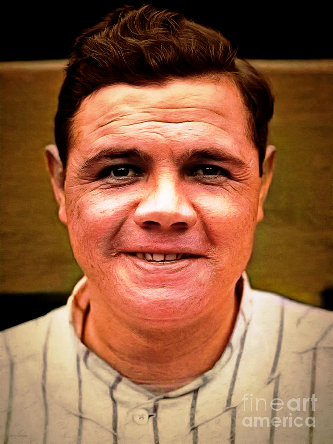Portrait of King of Swat Babe Ruth The Bambino Colorized 20210517 v2 Photograph by Wingsdomain Art and Photography