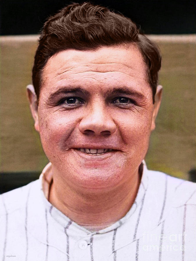 Portrait of King of Swat Babe Ruth The Bambino Colorized 20210517 Photograph by Wingsdomain Art and Photography