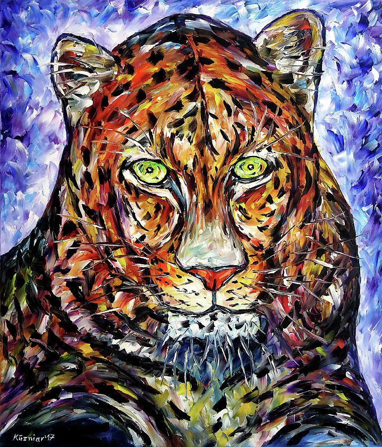 Portrait Of Leopard Painting by Mirek Kuzniar