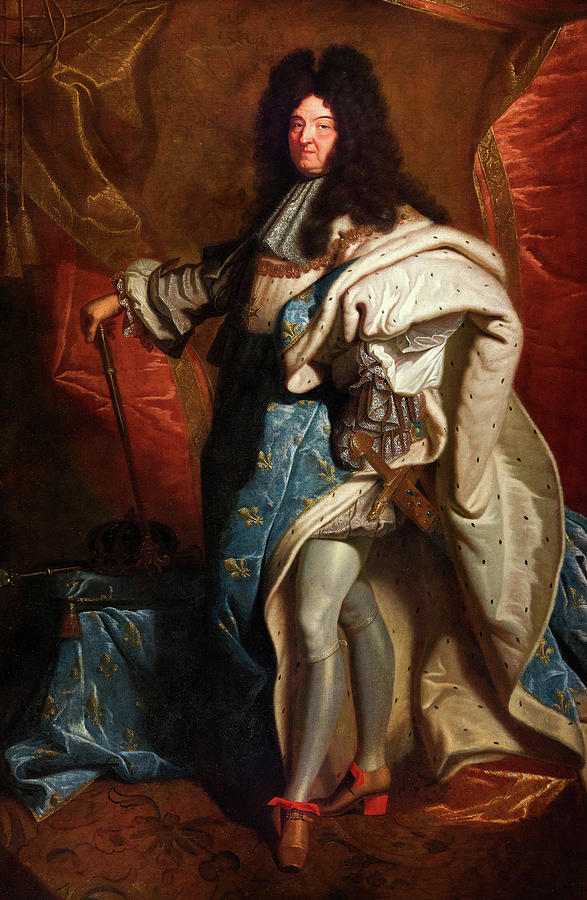 Portrait of Louis XIV in Coronation Robes Painting by Hyacinthe Rigaud ...