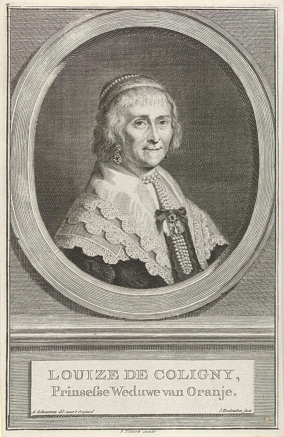 Portrait of Louise de Coligny, Jacob Houbraken, after Aert Schouman, 1749  Painting by MotionAge Designs
