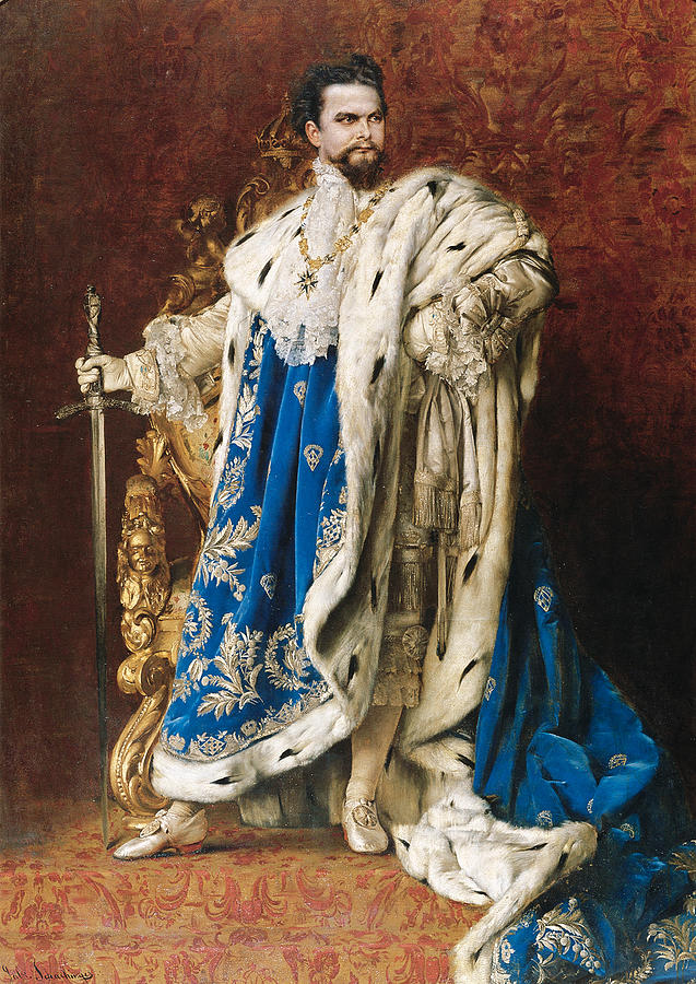 Portrait of Ludwig II of Bavaria as the Grand Master of the Order of the Knights of St. George Painting by Gabriel Schachinger
