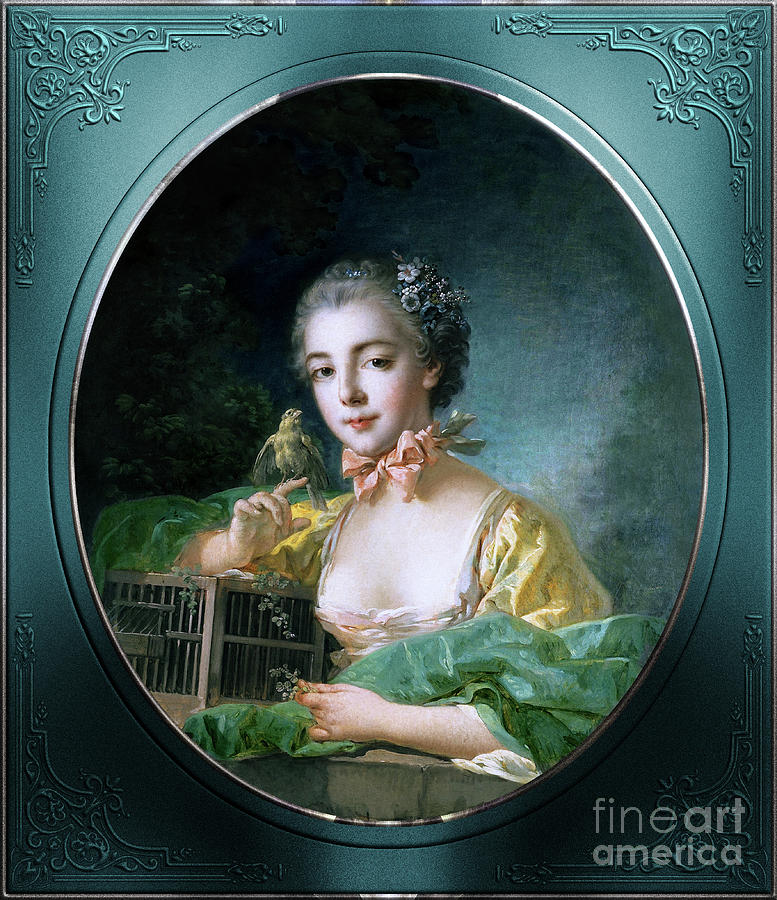 Portrait Of Madame Badouin, The Artists Daughter by Francois Boucher Classical Fine Art Reproductio Painting by Rolando Burbon