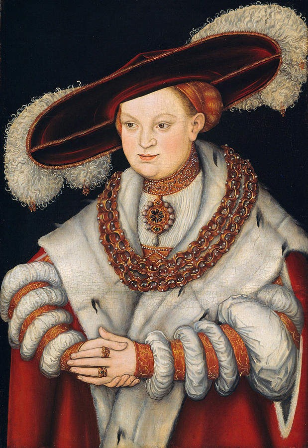Portrait of Magdalena of Saxony, Wife of Elector Joachim II of Brandenburg Painting by Lucas Cranach the Elder