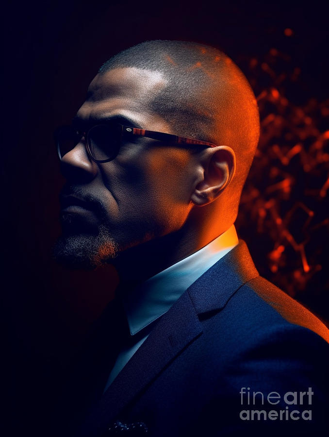 Portrait  Of  Malcolm  X    Surreal  Cinematic  Minima  By Asar Studios Painting