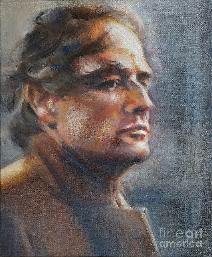 Portrait of Marlon Brando Painting by Ritchard Rodriguez