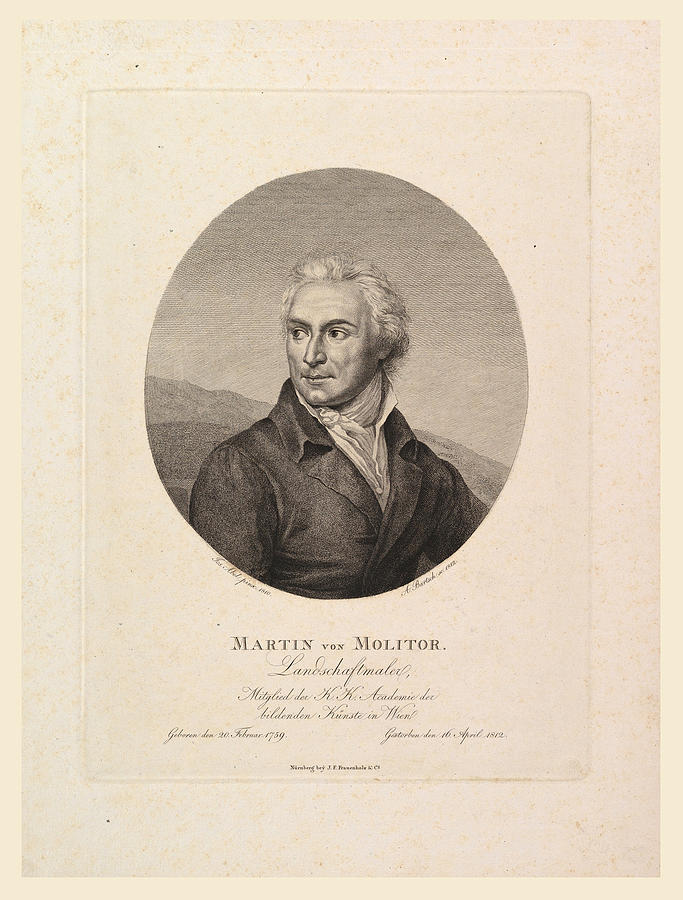 Portrait of Martin von Molitor Drawing by Adam von Bartsch